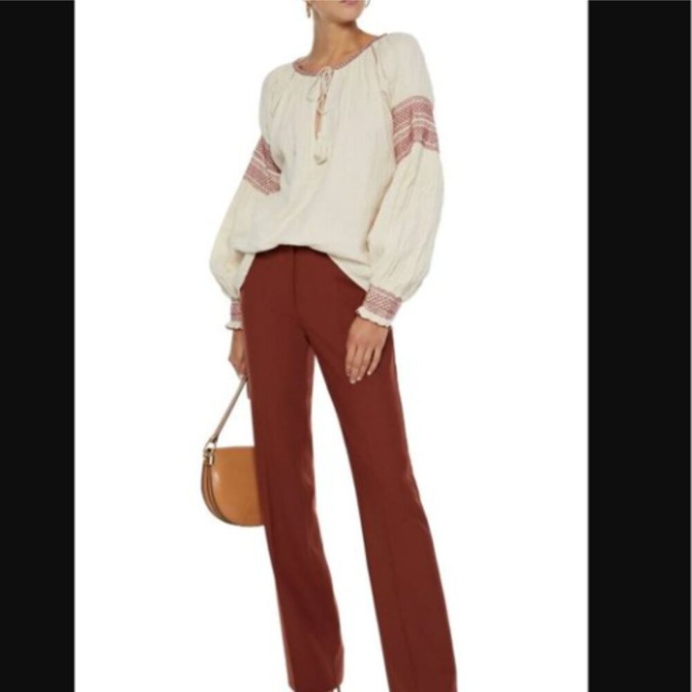 Mes Demoiselles 'Tircis'  Embroidered Peasant Blouse in ECRU (2)